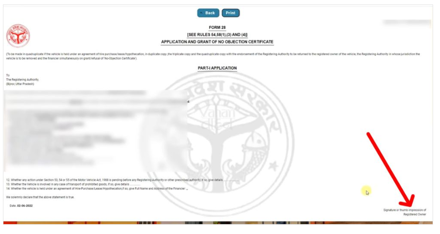 noc process for vehicle